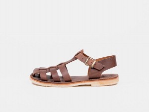 Women's Duckfeet Ringkobing Sandals Dark Brown | PVZ871HF