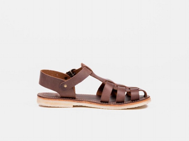 Women's Duckfeet Ringkobing Sandals Dark Brown | PVZ871HF